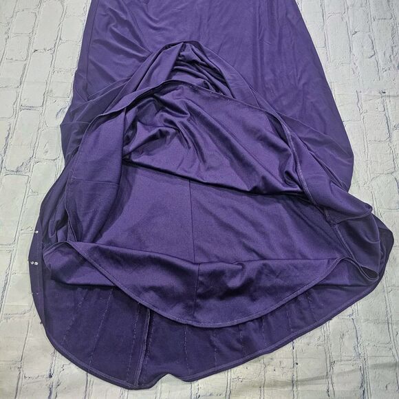 Betsy & Adam WOMENS SIZE 0 Purple Metallic Halter Formal Evening Dress Gown - Picture 6 of 16